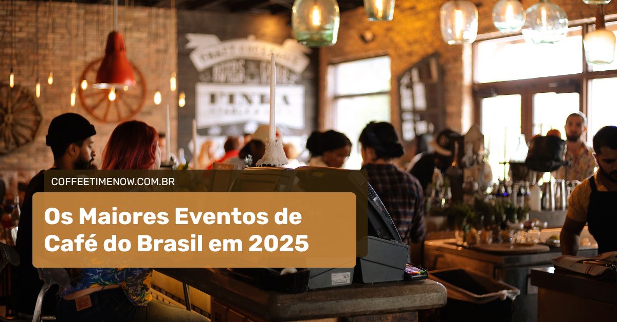 Feira de café com estandes e pessoas
